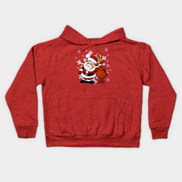 Santa Claus with Reindeer Kids Hoodie by Tandit Store